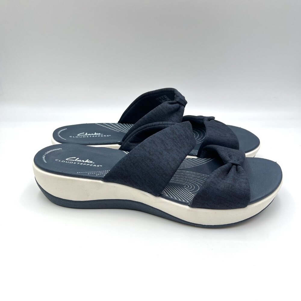 9.5W‎ 9.5 WIDE WIDTH Clarks Womens Arla Coast Navy Blue Sandals Shoes